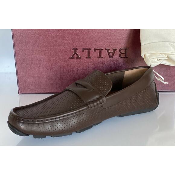 Bally Perforated Men's Calf Leather Driver Loafers Coconut 11 D US 6231354 NIB - Picture 6 of 10